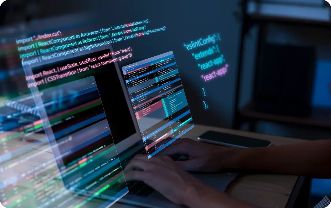 Developer working on modernized C# application code